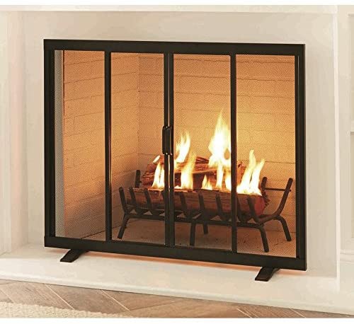 Style Selections Style Selections 38.97-in Black Powder Coated Steel Flat Twin Fireplace Screen