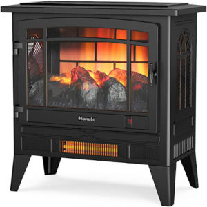 TURBRO Suburbs TS25 Electric Fireplace Infrared Heater - Freestanding Fireplace Stove 1400W Black