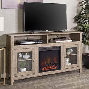 Walker Edison Glenwood Rustic Fireplace TV Stand